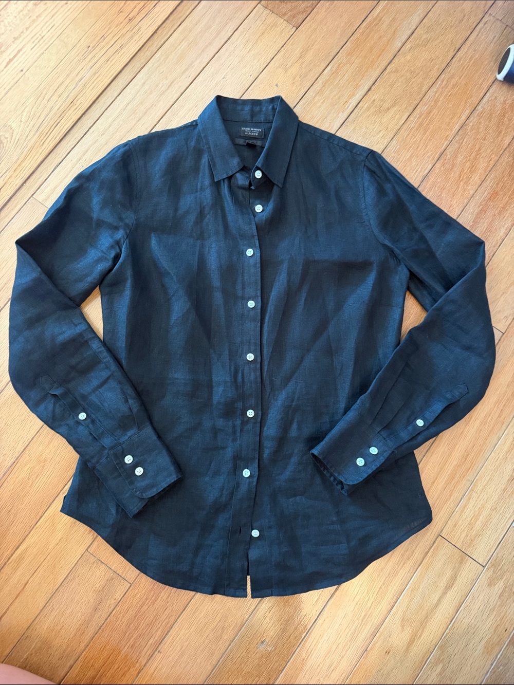 J. Crew Baird McNutt Irish Linen Button-Down Shirt in Black Size Small - C69-025